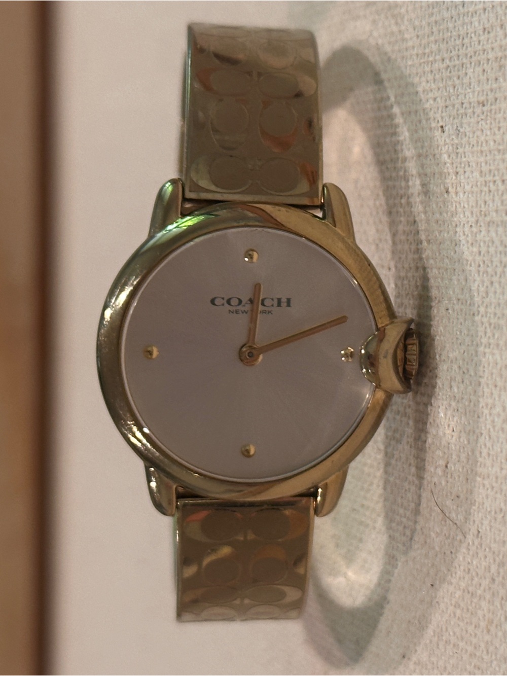 Coach Gold-Tone Signature Link Bracelet Watch with White Dial - Picture 4 of 14